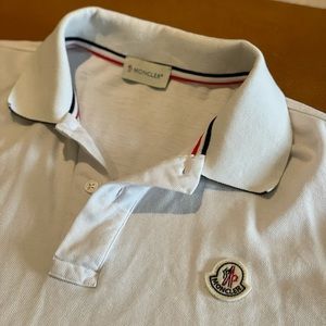 Moncler Men‘s White Striped Trim Polo Shirt